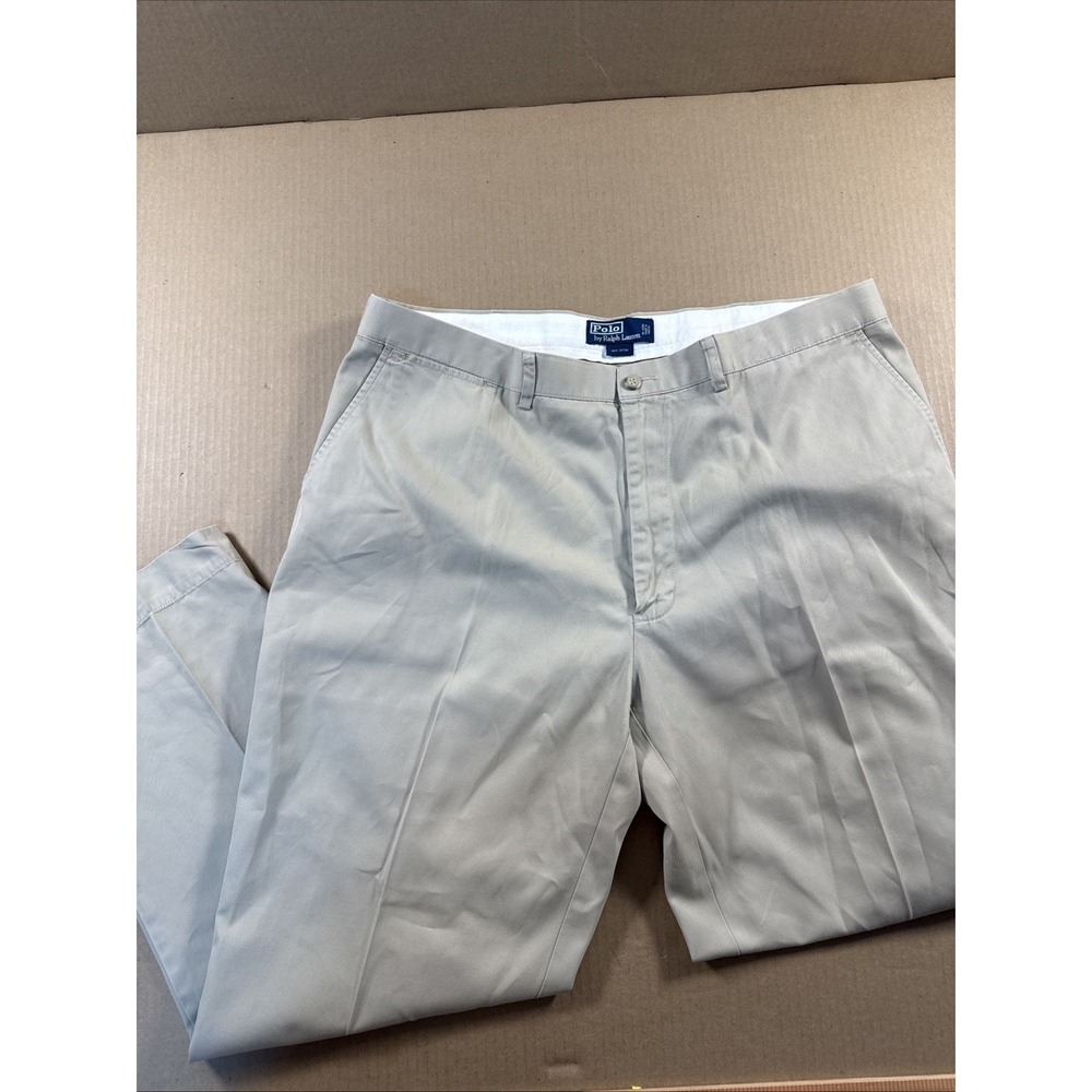 Polo Ralph Lauren Pants Mens 40x30 Beige Khaki Flat Front Straight Chino